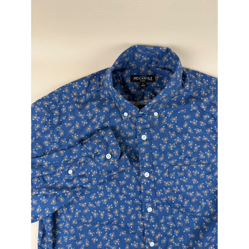 Preppy Button Down Cotton Paisley Print Shirt Large J. Crew Mercantile - Picture 2 of 6